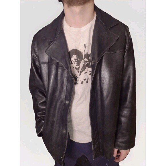 Black Old Stock Vintage Guess Butter Soft Leather Jacket W Removable Liner L - Picture 7 of 16